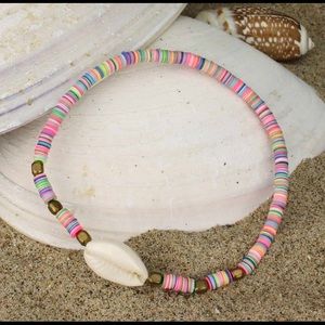 Prep Obsessed Pastel Perfection Heishi Cowry Shell Anklet